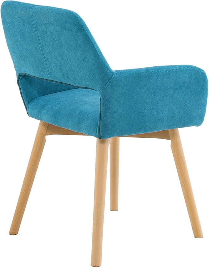 Mid Century Modern Dining Chairs Set of 4 &amp 2 &amp 6 Comfy Accent Chair Upholstered Kitchen Dining Living Room Chairs for Bedrooms Waiting Room Home Arm Desk Chair No Wheels (Teal 4)
