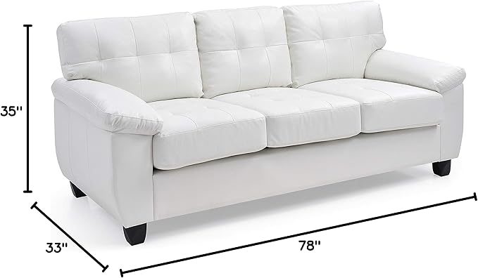 Glory Furniture Gallant Faux Leather Sofa in White