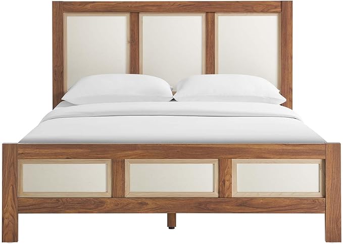 Modway Capri Mid-Century Modern Queen Size Bed in Walnut with Headboard and Footboard