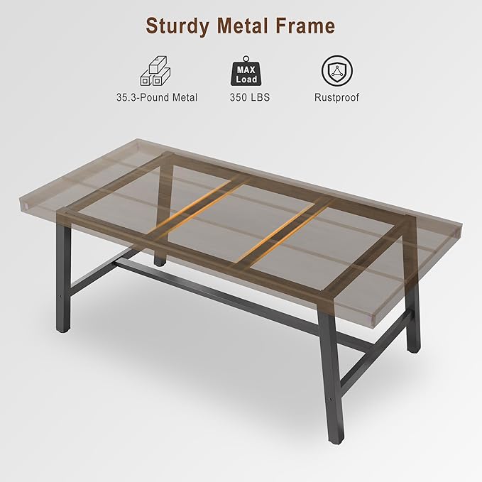 Garvee 70.87 Industrial Computer Desk Extra Long Large Executive Desk for Home Office Heavy Duty Rustic Wood &amp Metal Workstation Sturdy Study Writing Table Retro Brown