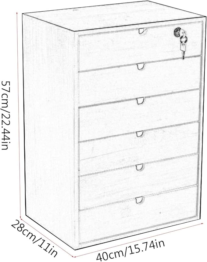 Desktop File Cabinet - Solid Wood Storage Box - Desktop Organizer Locking Dresser Filing Cabinet Office &amp Home School Desk Drawers Organizer and Accessories Desk Organizers with Lock