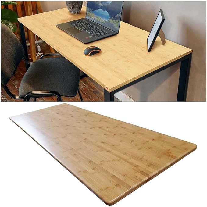 Rygcrud Bamboo Table Top Universal Solid One-Piece Rectangular Standard Top Rounded Corners Countertop for Standing Desk and Home Office Desk(120x60x2 cm)