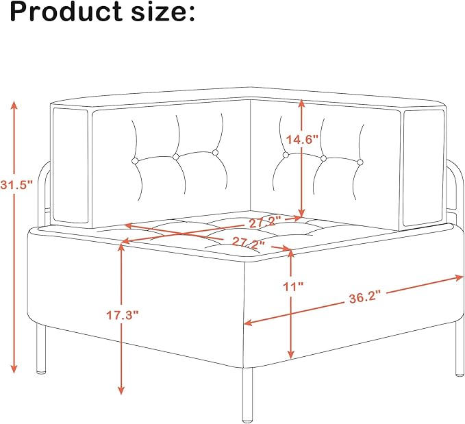 MCombo Modular Sofa Couch with Removable Cushion Accent Sofa Chair Upholstered for Living Room Apartment Office (Ivory Corner Seat)