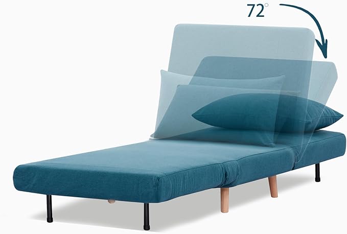 Convertible Sleeper Chair 3 in 1 Folding Single Chair Sleep Turns into Bed Sofa Bed for Adults Foldable Twin Chaise Lounge for Living Room Bedroom Sturdy Wood Frame and Easy Assembly