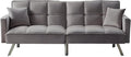 Legend Vansen 80'' Velvet Love seat Convertible Futon Two Pillows Sleeper Couch with 3 Adjustable Backrests Sofa Bed Large Sleeping Area Sofabed Grey