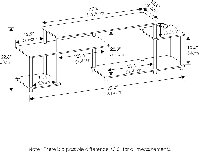 Furinno Turn-N-Tube Handel Stand for TV up to 55 Inch French Oak