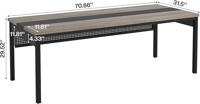 Tribesigns 70.8-Inch Executive Desk Large Office Computer Desk Workstation Modern Simple Style Laptop Desk Study Writing Table Business Furniture for Home Office (Grey and Black)