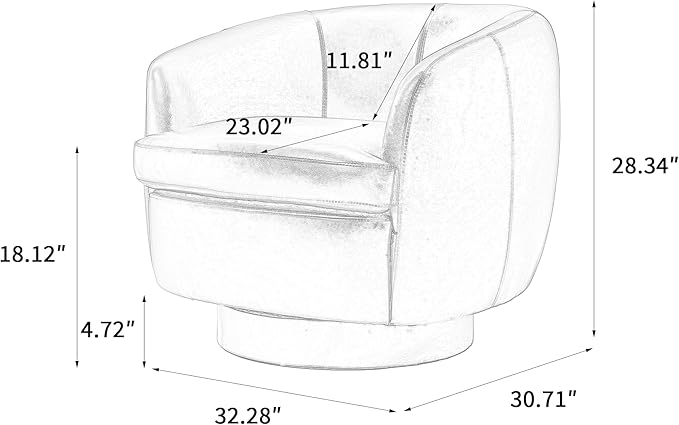 Swivel Barrel Accent Chair Comfy Modern Upholstered Round Faux Leather Reading Arm Chair for Living Room Bedroom (Black Set of 2)
