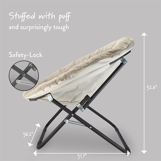 Urban Lifestyle Oversized Rabbit Faux Fur Saucer Chair Grey/Black