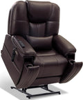 EONIX Triple Motor Lay Flat Power Lift Recliner Chair for Elderly with Adjustable Headrest 400lbs Electirc Lift Chair for Living Room Lumbar Pillow Extended Footrest Dark Brown