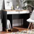 Multicolor Wood Computer Desk - Mid-Century Modern 2-Drawer Home Office Desk