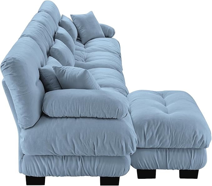 Modular Sectional Sofa 173.2 Oversized L Shaped Couch with 6 Pillows Chenille Deep Seat Soft Sofa Couches Comfy Cloud Couch for Living Room (Blue 4 Seat + 1 Ottoman)