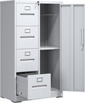 4 Drawer Small File Cabinet with Lock Under Desk Locking Storage Drawers Organizer Filing Cabinets for Home OfficeWhite