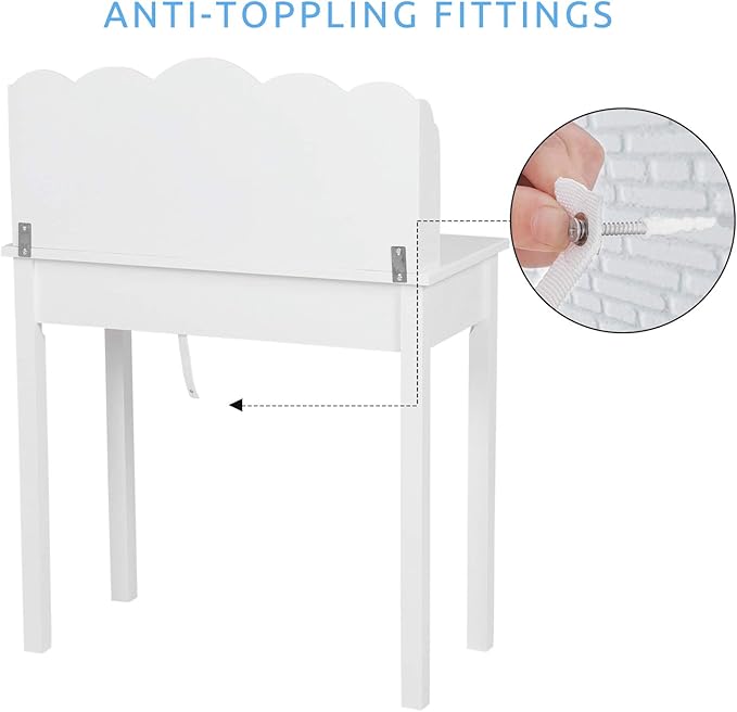ADORNEVE Small White Writing Desk with Hutch and USB Ports 31.5 inch Home Office Desk with Drawers Study Table for Kids/Student Makeup Dressing Table Save Space Gifts
