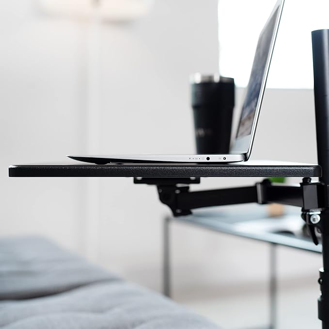 VIVO 20 inch Over Couch Swivel Table Laptop Desk for Remote Work Portable Recliner Workstation with Height Adjustable Swing Arm Black DESK-ST01C