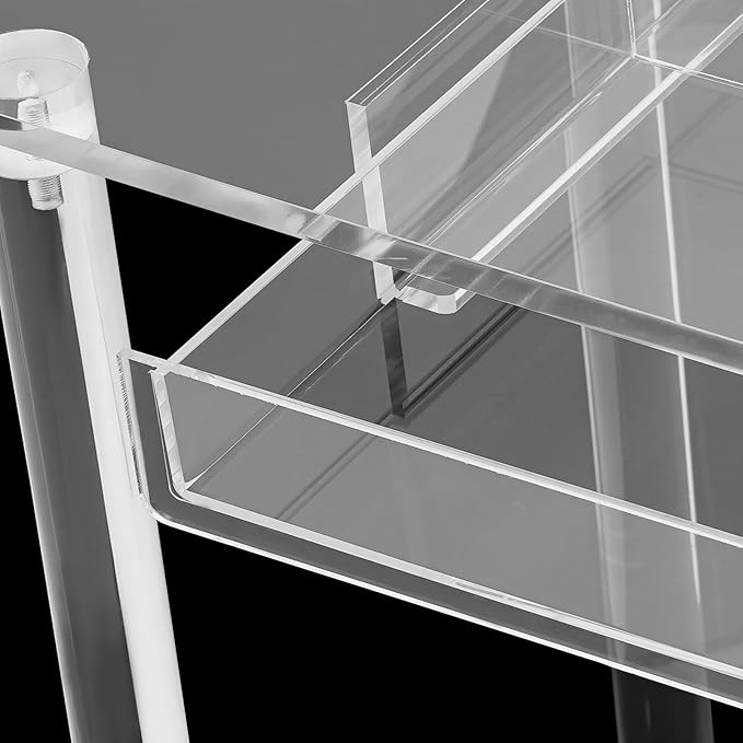 Acrylic Makeup DeskClear Computer DeskFree Standing Makeup Table with Drawer31.50 * 29.53 * 15.75 inch Modern Study Writing Table for Home Office