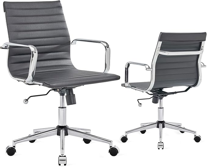 Desk Chair Comfortable Swivel Office Chair with Wheels and Armrests Wide Heavy-Duty Seat for Women and Men 22.83in Ergonomic Chair for Home OfficeBlack