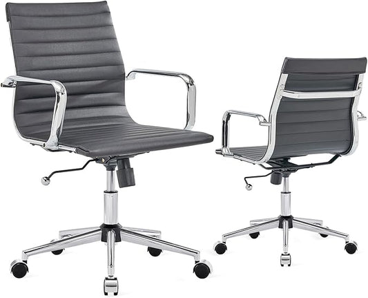 Desk Chair Comfortable Swivel Office Chair with Wheels and Armrests Wide Heavy-Duty Seat for Women and Men 22.83in Ergonomic Chair for Home OfficeBlack