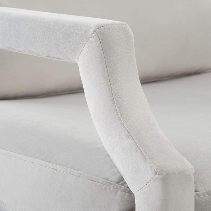 Safavieh Home Genoa Mid-Century Light Grey Velvet Upholstered Arm Chair