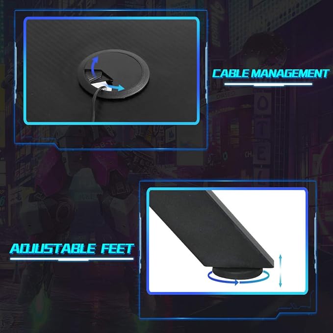 FDW Computer DeskGaming Desk 45.2 inches Student PC Desk Writing Desk Office Desk Extra Large Modern Ergonomic Racing Style Table Workstation Carbon Fiber Cup Holder Headphone Hook