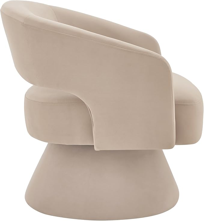 Modern Swivel Barrel Chair Upholstered Velvet Round Accent Chairs360 Degree Comfy Swivel Chair with Open Backrest Single Chair Armchair for Living Room BedroomTaupe (Beige)
