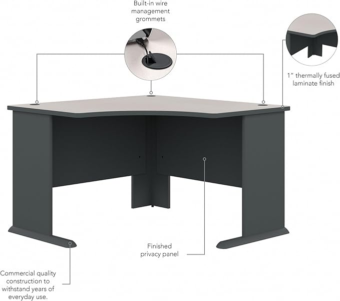Bush Business Furniture Series A 48W Corner Desk in Slate and White Spectrum