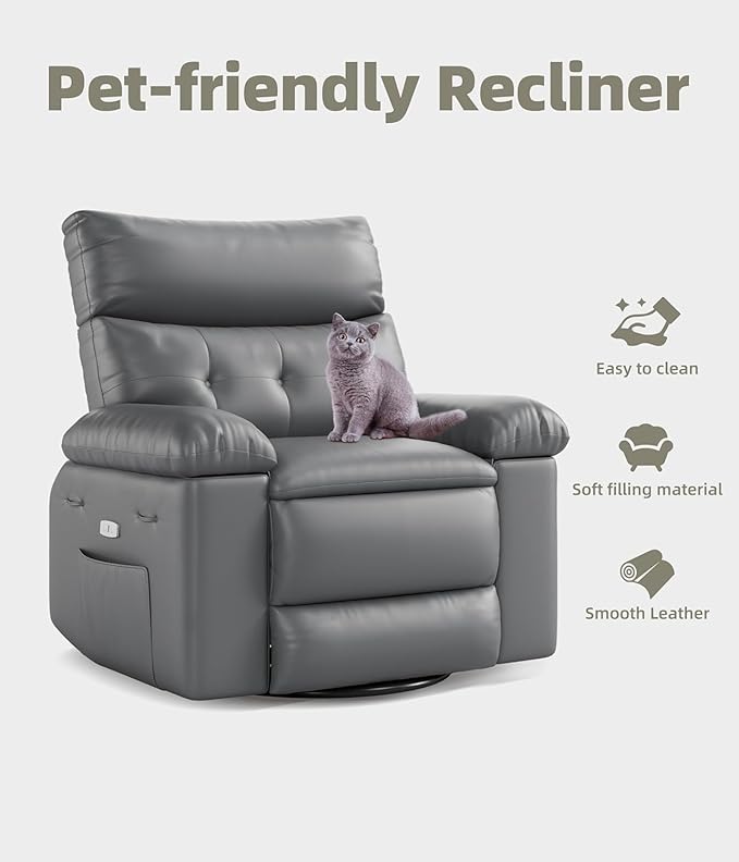 Oversized Recliner Chair for Adult150°Recliner Chairs Ergonomic Nursery Chairs Extra Wide Manual ReclinersPU Leather Upholstery Soft Sofa Chair for LivingroomGrey
