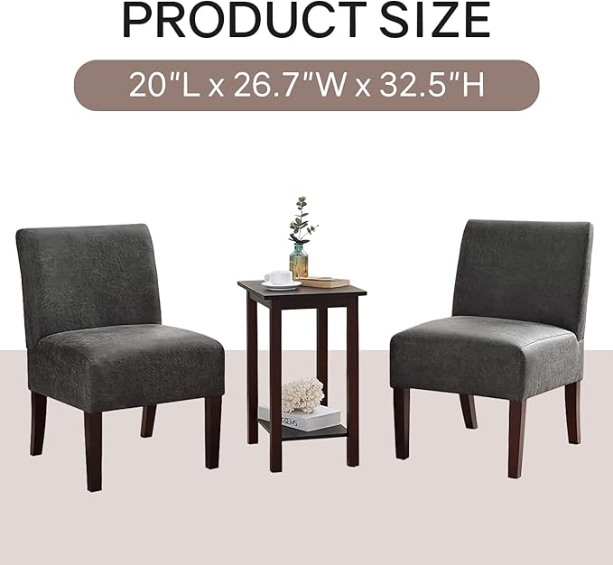 PayLessHere Fabric Accent Chair with Side Table Leisure Chair with Solid Wood Feet Mid-Century Modern Accent Chair for Living Room Bedroom Studio Set of 3