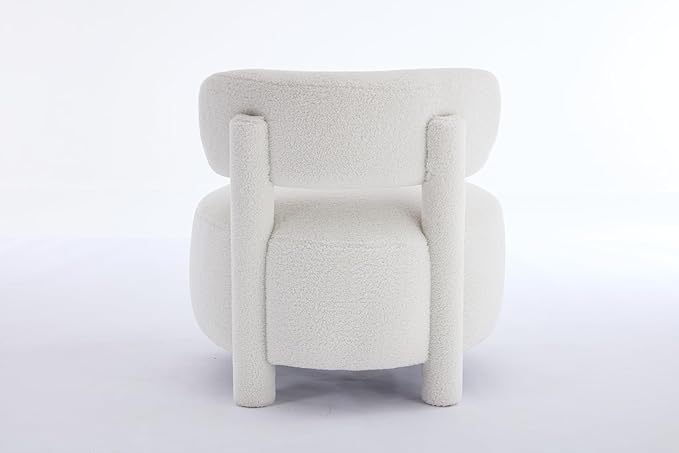 Minimalist Modern Accent Chair 28.35 Unique Armless Single Chair with Curved Backrest and Solid Wood Legs Teddy Fabric Upholstered Slipper Side Chairs for Living RoomBedroom Vanity Room
