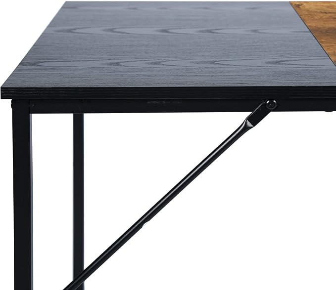 Homy Casa Industrial Computer Desk 39.4 Writing Table with Vintage Black Top Black Metal Frame Modern Home Office Workstation