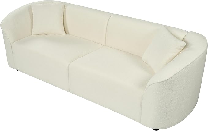Christopher Knight Home Sabbo 87.50 Boucle Upholstered Couch Oversized 2 Seater Sofa Curved Soft Seating Lounge Sofa Chair Cozy Loveseat with Armrest Reading Sofa for Living Room Home Rest Beige