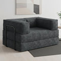 WLIVE 60'' Futon Sofa Bed Convertible Sleeper Sofa Folding Pull Out Couch Boneless Mattress with Fixed Frame Corduroy with Storage Pocket Grey