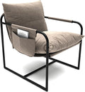 HOMMPA Sling Accent Chair Modern Living Room Chair Metal Frame Armchair with Storage Bag Grey