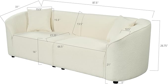 Christopher Knight Home Sabbo 87.50 Boucle Upholstered Couch Oversized 2 Seater Sofa Curved Soft Seating Lounge Sofa Chair Cozy Loveseat with Armrest Reading Sofa for Living Room Home Rest Beige