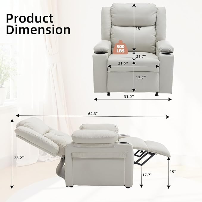 Power Lift Recliner Chair Upholstered Recliner Heating Vibration Massage with Side Storage Shelf &amp 2 Cup Holders for Living Room &amp Home Theater (Light Grey)