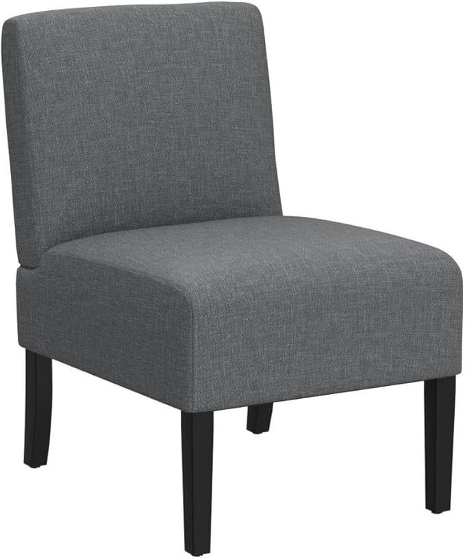 BestMassage Dining Chairs Accent Chair Armless Chair with Solid Wood Legs Home Furniture for Set of 2 Urban Style Modern Elegant Design Fabric Living Room ChairsGrey