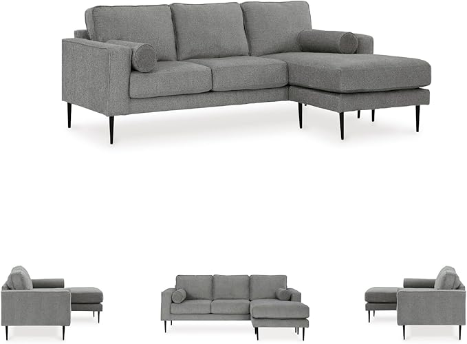 Signature Design by Ashley Hazela Contemporary Sectional Sofa Couch with Chaise Lounge Gray