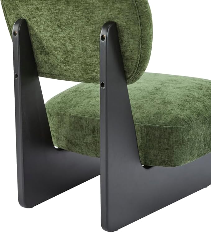[Set of 2] Modern Beige Lounge Chair with Polyester Upholstery Sturdy Black Wood Base Stylish and Comfortable Accent Seating for Living Room (Black+Green + Polyester + Solid Wood)