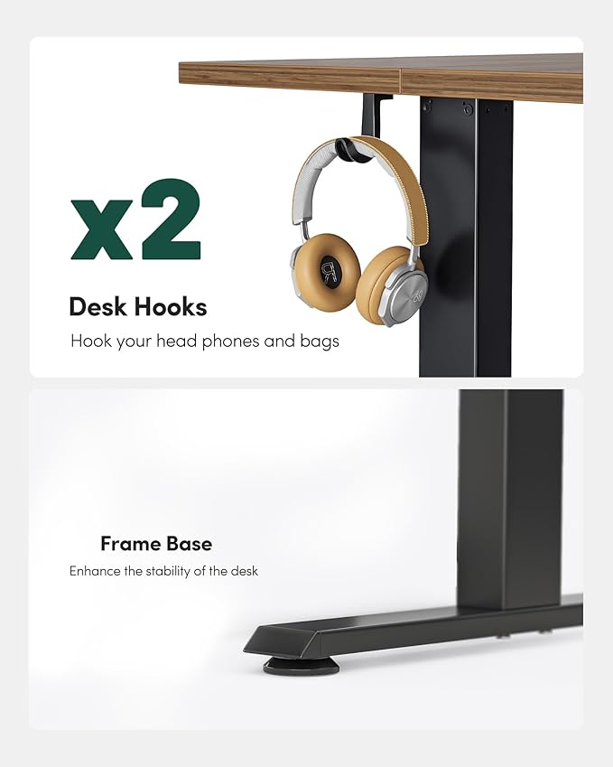 FEZIBO Electric Standing Desk Height Adjustable Stand up 48 x 24 Inches Sit Stand Home Office Computer Desk Black Walnut