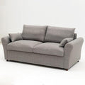 Panana Modern 3 Seater Couch Seette Linen Fabric Grey Sofa with Under Storage Compartment for Small Apartment 180 x 80 x 80cm (Light Grey Sock Arm)