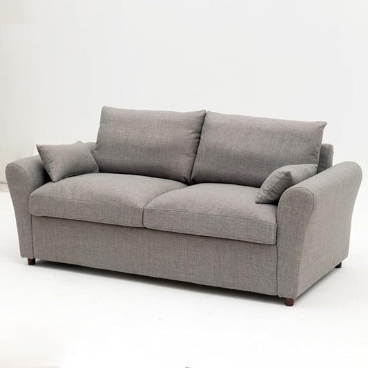 Panana Modern 3 Seater Couch Seette Linen Fabric Grey Sofa with Under Storage Compartment for Small Apartment 180 x 80 x 80cm (Light Grey Sock Arm)