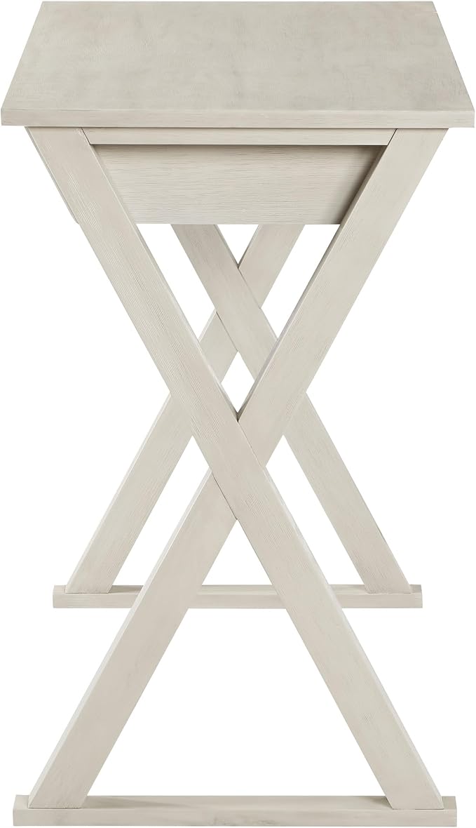 OSP Home Furnishings Marna Modern Writing Home Office Desk with Drawer Weathered White Finish
