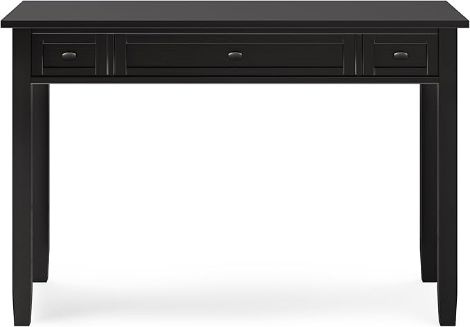 SIMPLIHOME Warm Shaker Desk - 48 Inch Wide Solid Wood Writing Desk in Hickory Brown Transitional Home Office Computer Table for Workspace or Study with Flip-Down Keyboard Tray and 2 Drawers