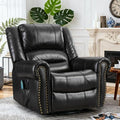 Swivel Rocker Recliner Chair with Heat and Vibration 360° Swivel Glider Rocker Manual Reclining Chair Massage Rocking Recliners with Side Pockets &amp USB Ports for Living Room Black