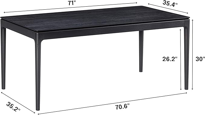 NTC Mingle 71 Inch Modern Design Rectangular Dinner Table for Dining Room Living Room Furniture Effortless Assembly Burnt Black
