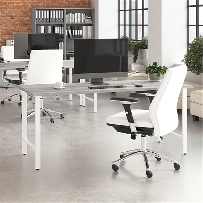 Bush Business Furniture HYD148WH Hybrid 48-Inch Computer Table Desk with Metal Legs White