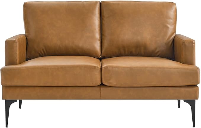 Modway Evermore Vegan Leather Upholstered Loveseat Tan