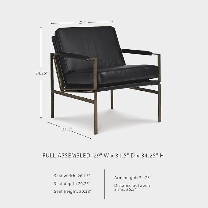 Signature Design by Ashley Puckman Mid-Century Modern Leather Accent Chair Black