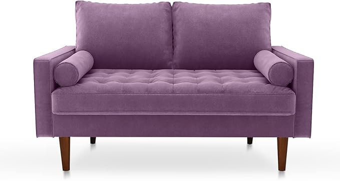 SILKIR Velvet Loveseat Sofa Love Seats Furniture for Small Spaces Mid-Century Modern Loveseats for Living Room Love Seat Couch 58 Inches Lavender