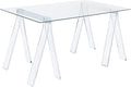 Coaster Home Furnishings – Amaturo – Glass &amp Metal – 59-Inch Transparent Design Writing Desk with Tempered Glass Top Chrome Supports and Sawhorse Base – Home Office &amp Living Room – Clear - 8